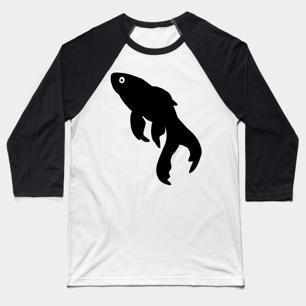 Goldfish Black White 6 Baseball T-Shirt by notsniwart